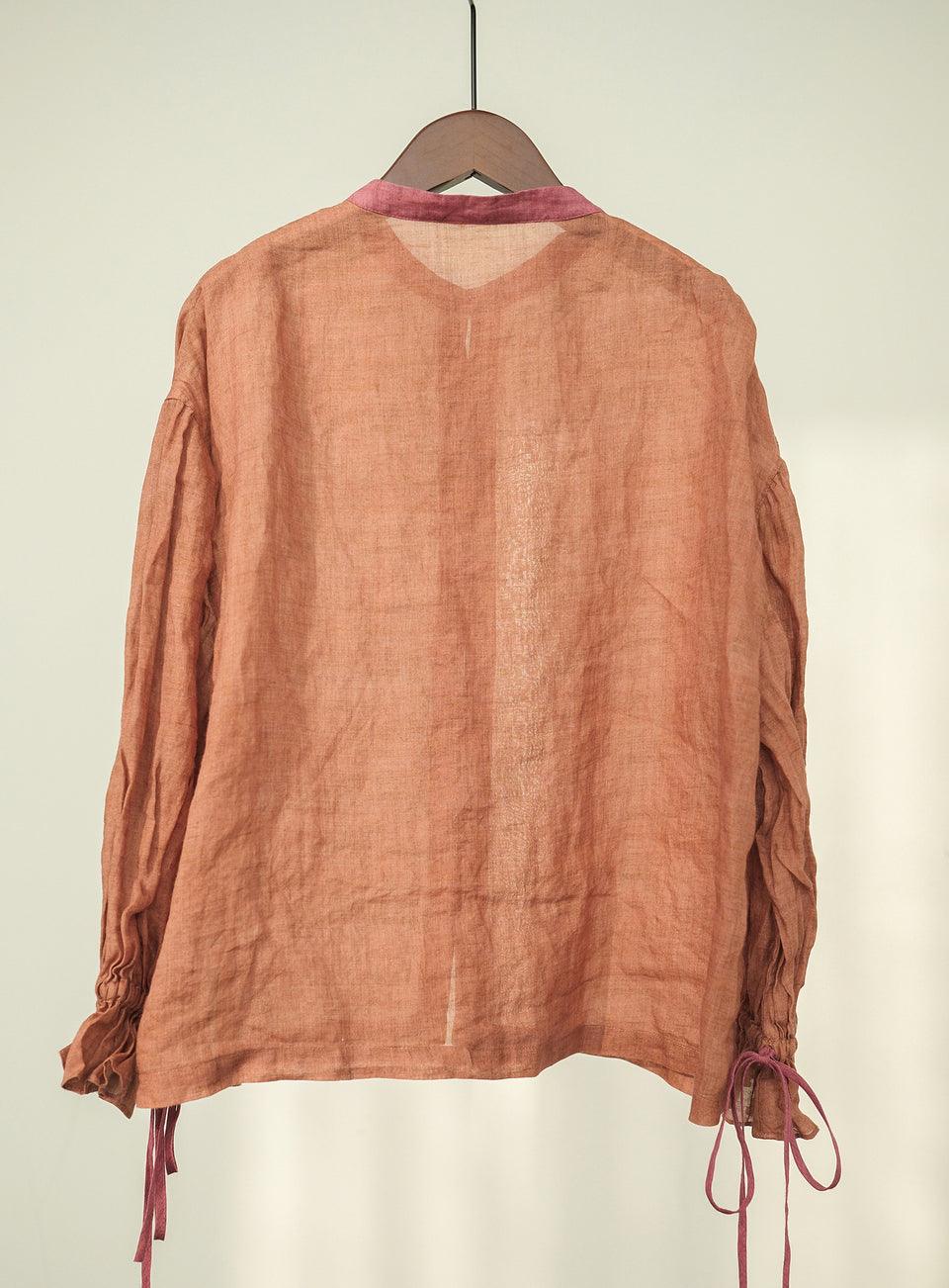 Original design fine ramie color block loose blouse