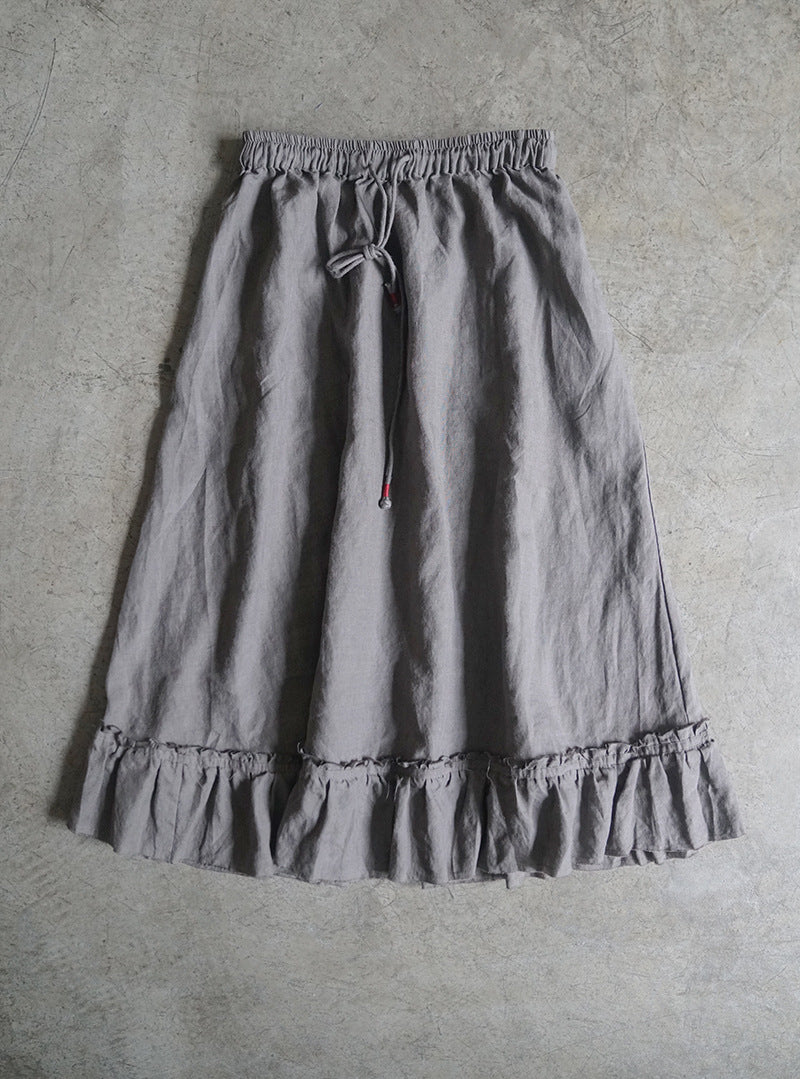 Original design distressed frayed ramie skirt