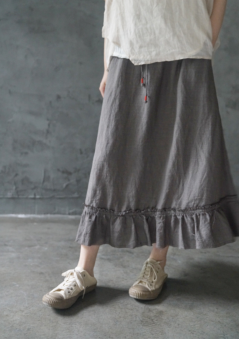 Original design distressed frayed ramie skirt