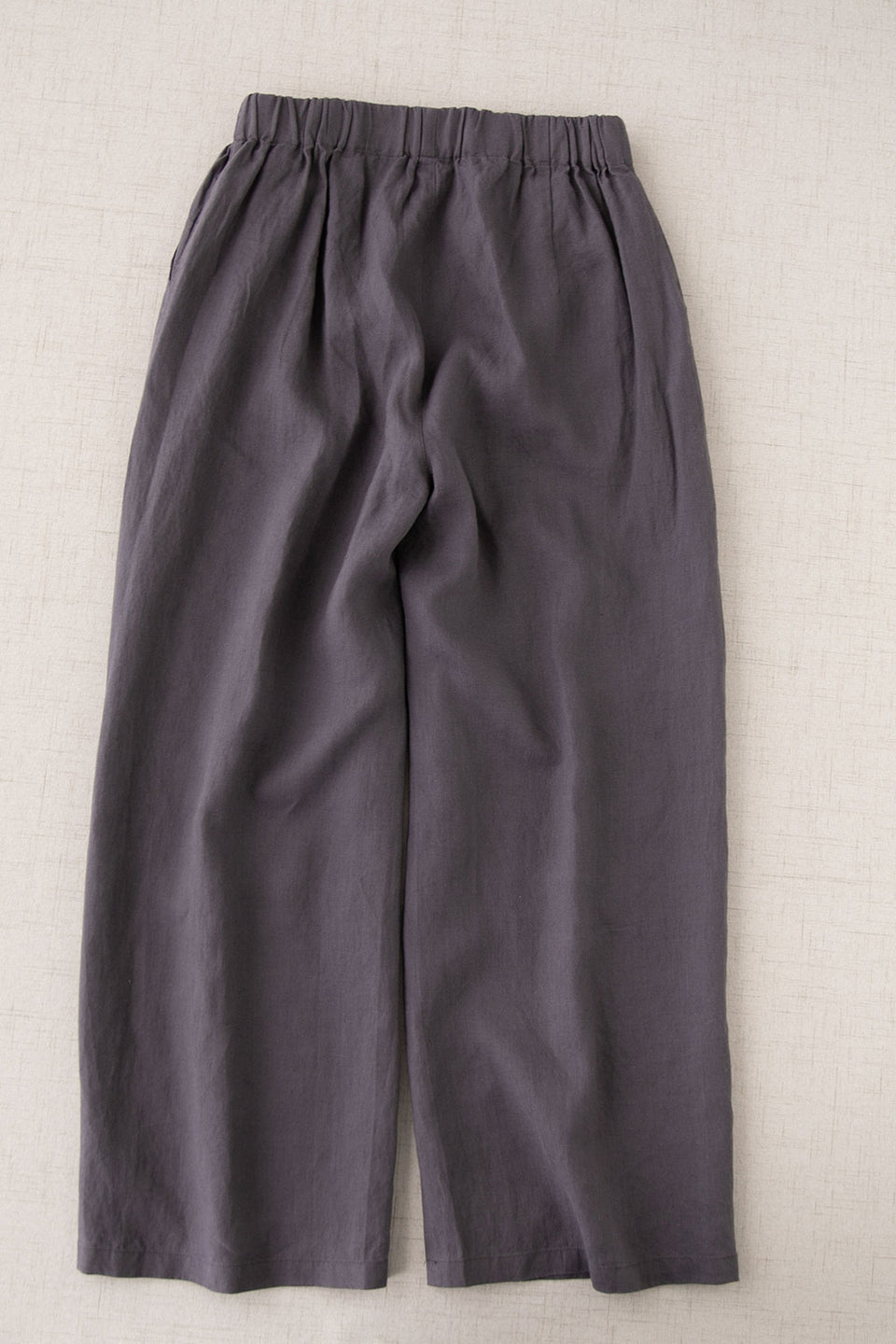 Pure linen elastic waist straight wide-leg pants