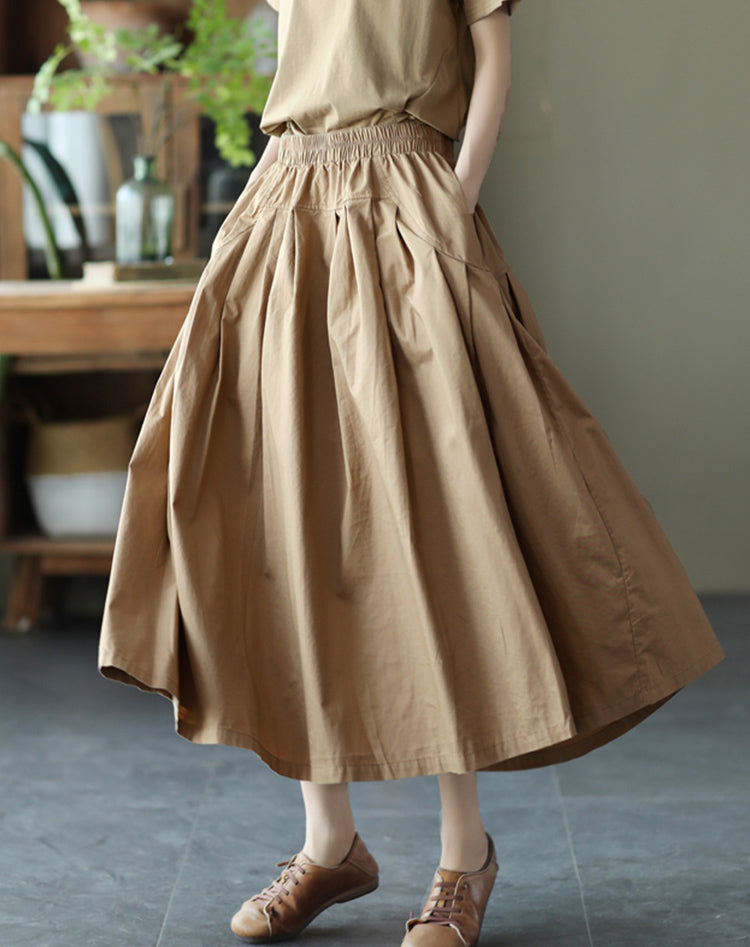 Cotton solid color big swing full skirt