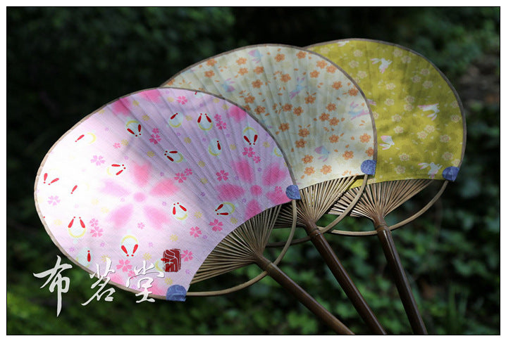 Japanese style floral cotton fan