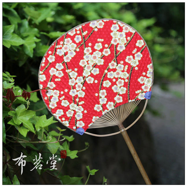 Japanese style floral cotton fan