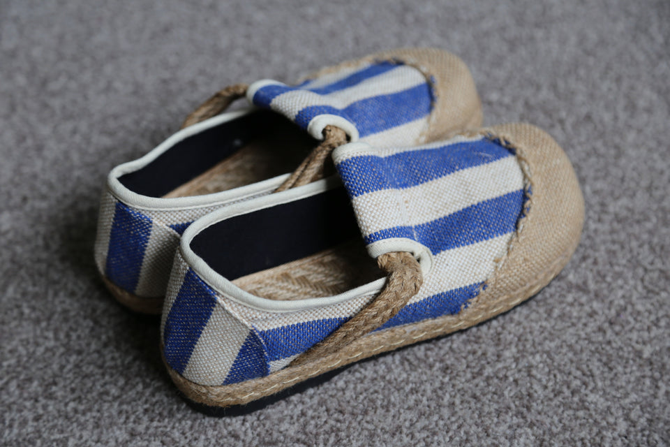 Blue striped comfortable breathable linen shoes