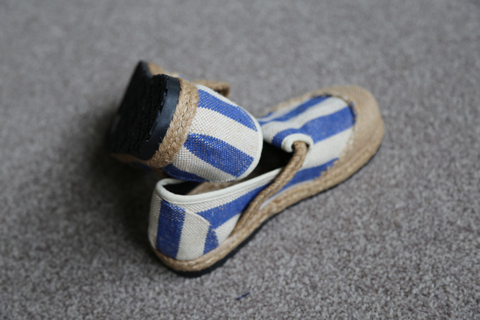 Blue striped comfortable breathable linen shoes