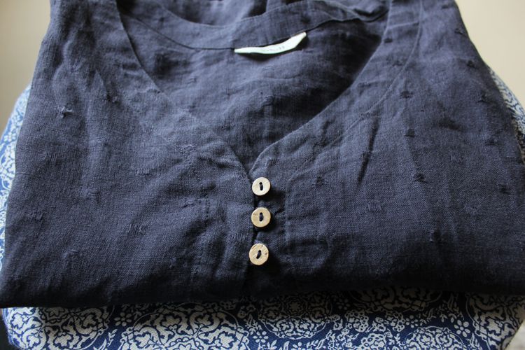 Pure linen jacquard cardigan nine-point sleeve blouse