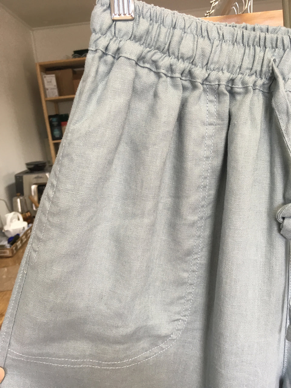Pure linen pre-washed casual straight long pants
