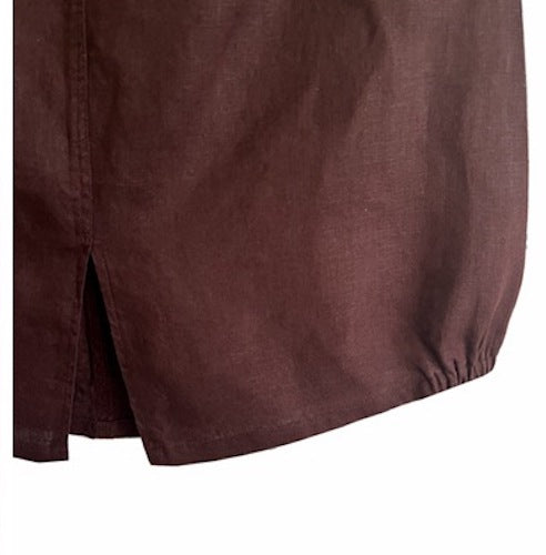 Pure washed linen elastic waistband skirt