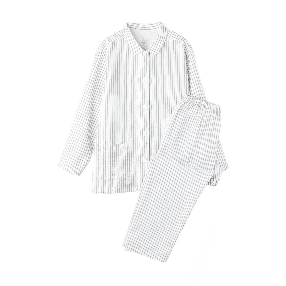 Pure cotton double-layer yarn knitting pajamas homewear suit set