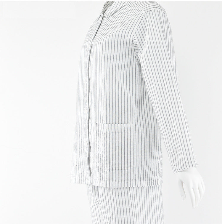 Pure cotton double-layer yarn knitting pajamas homewear suit set