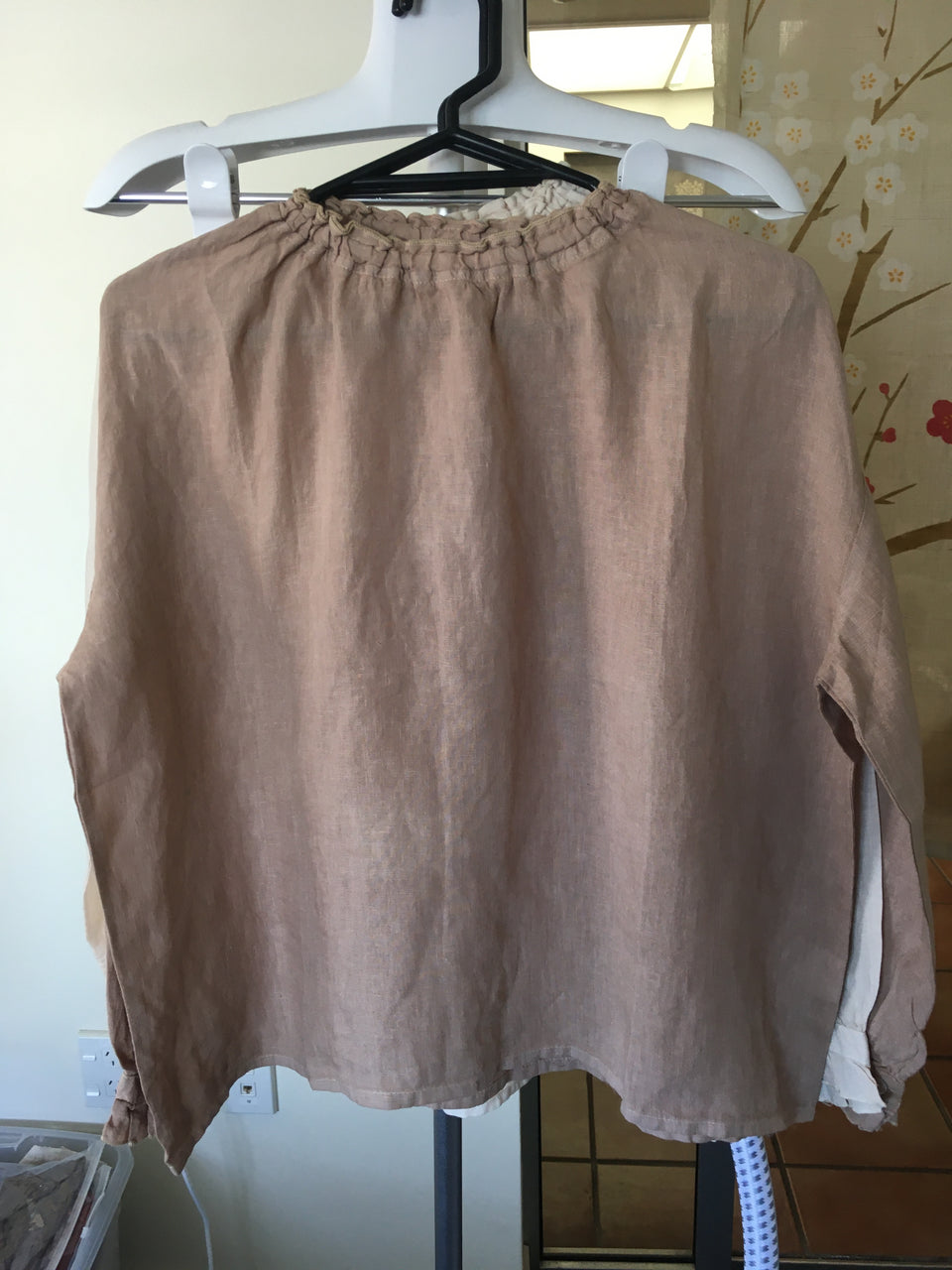 Pure linen original age-reduced gentle pullover retro natural shirt