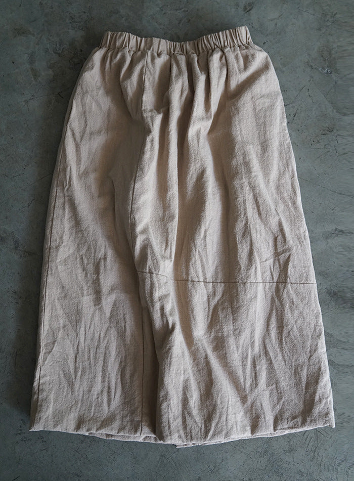 Original design retro warm padded linen skirt