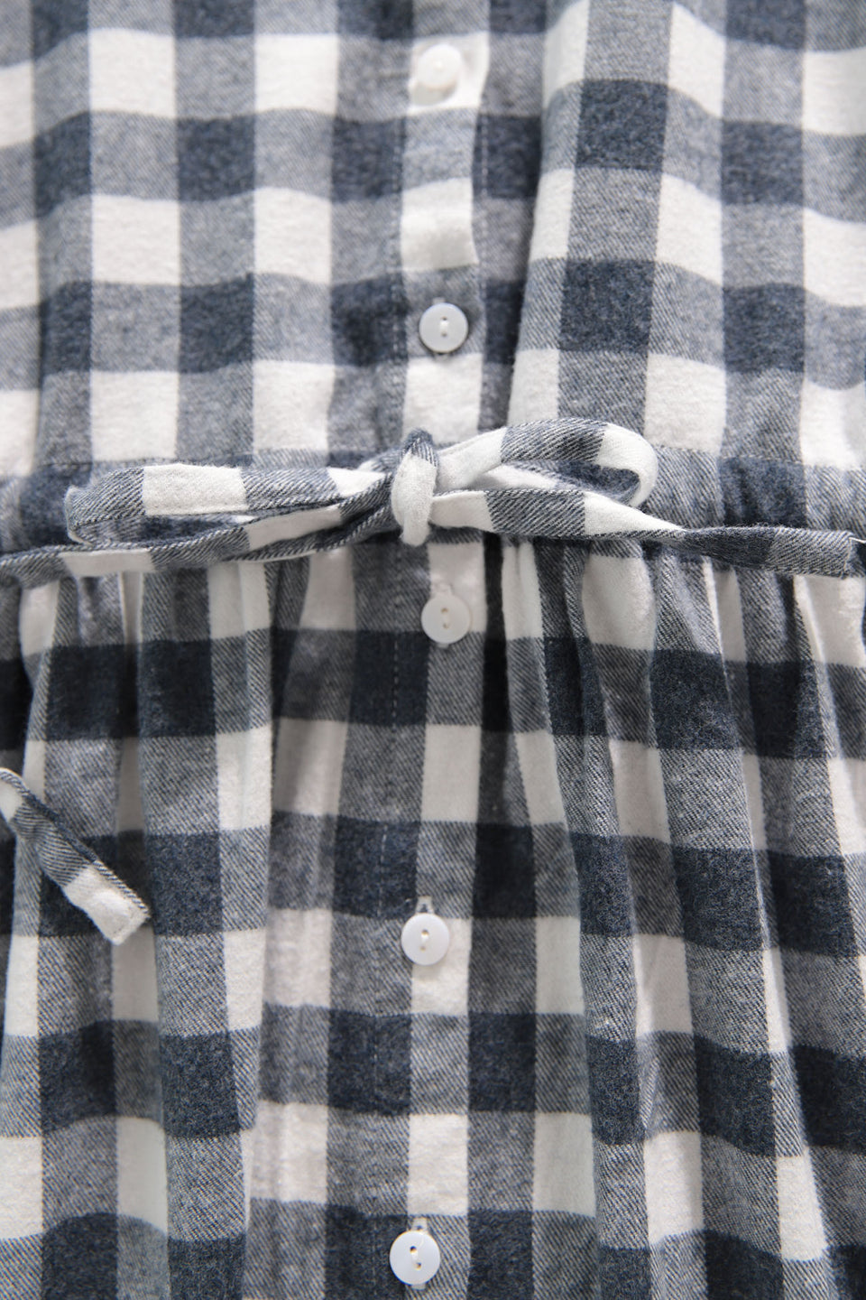 Brushed Cotton Long Sleeve Check Drawstring Cardigan Dress