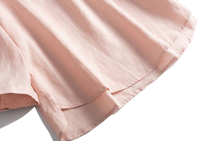 Pure linen three-quarter sleeve loose comfortable tops
