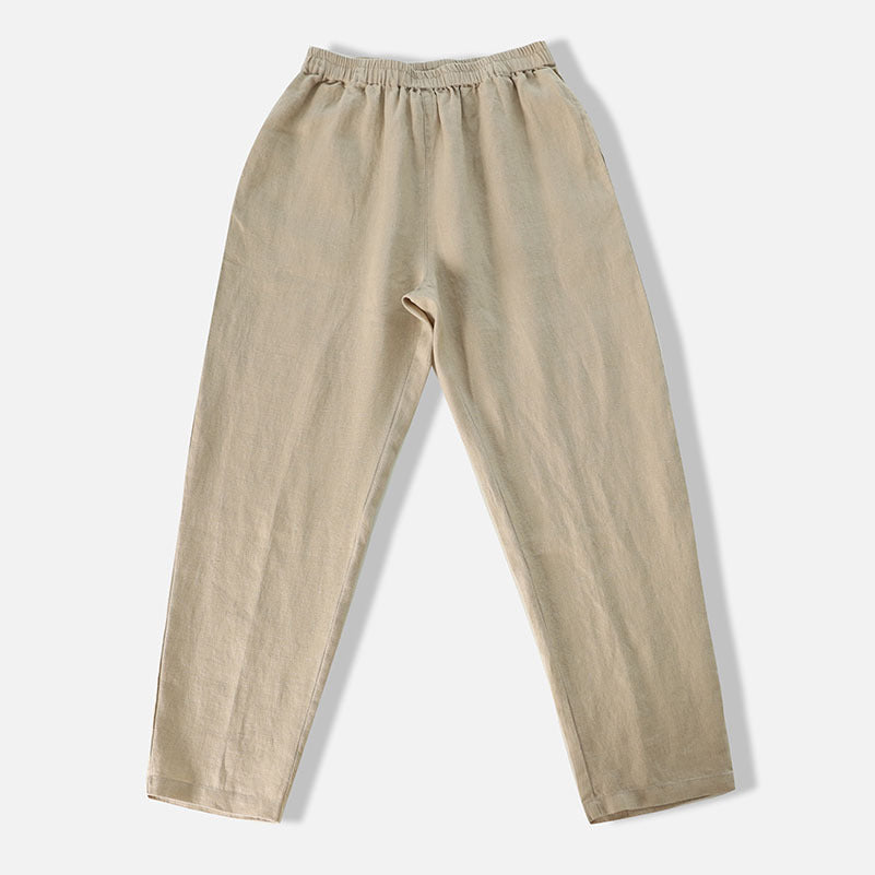 Pure linen slightly thick autumn pants