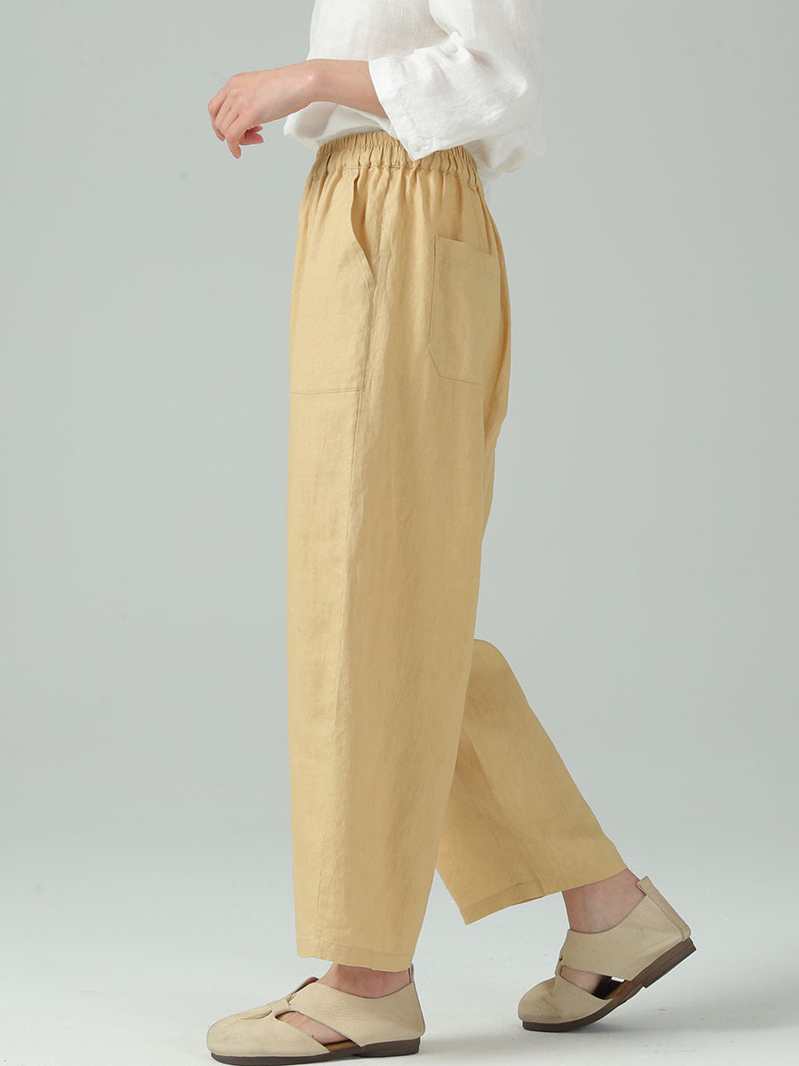 Pure linen loose fit pure colour harem pants