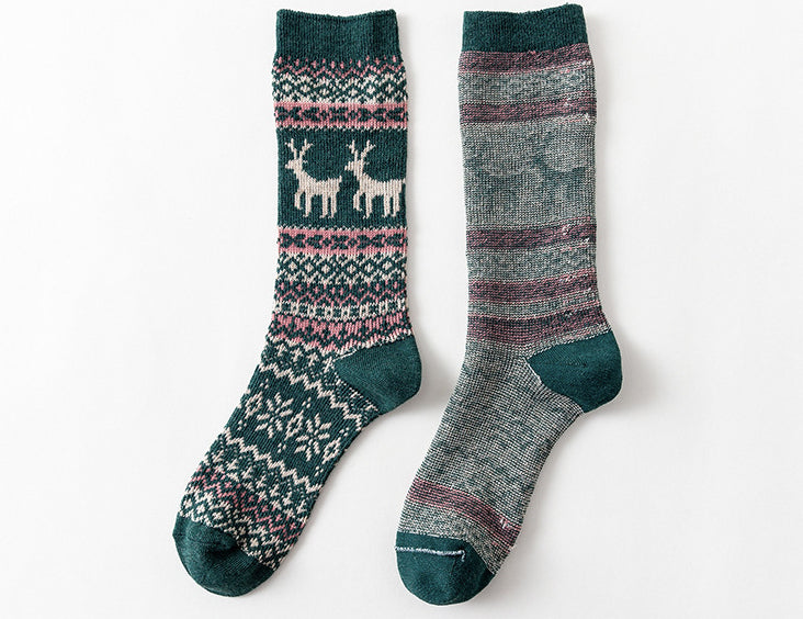 Gift idea! retro elk female thick socks